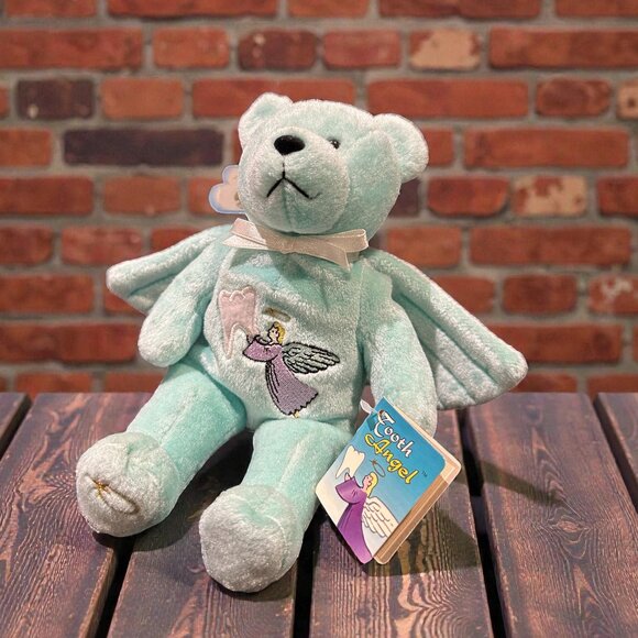 Vintage Holy Bears Tooth Angel Plush Bear, Mint Green Tooth Fairy Stuffed Animal - Picture 2 of 13